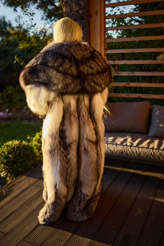 Saga Silver Fox & Shadow Blue Frost Fox Fur Coat "New York Heiress"