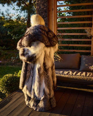 Saga Silver Fox & Shadow Blue Frost Fox Fur Coat "New York Heiress"