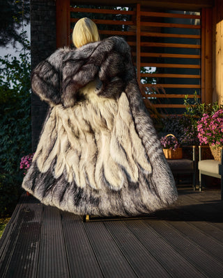 Saga Silver Fox & Shadow Blue Frost Fox Fur Coat "New York Heiress"