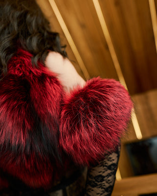 Babydoll Lace Dress with Saga Silver Fox Fur Trim