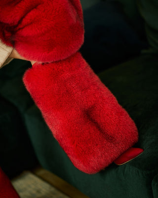 Blue Fox Fur Leg Warmers with Leather Belt – Premium Fur Legwear - 35 cm long