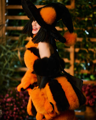 Rabbit Fur Wide-Brim Witch Hat