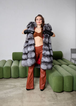 Transformable 2 in 1 Silver Fox Fur Coat / Vest